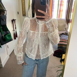 Earnest Sewn Elegant White Blouse with Intricate Lace